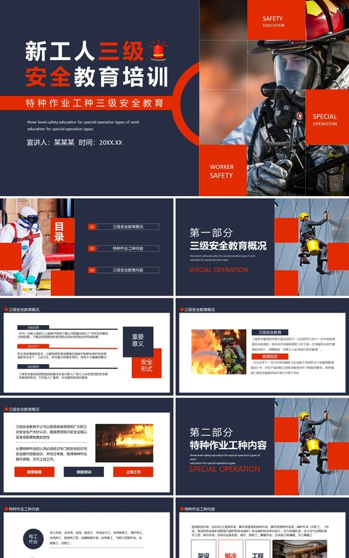 新工人三级安全特种作业教育培训动态PPT模板