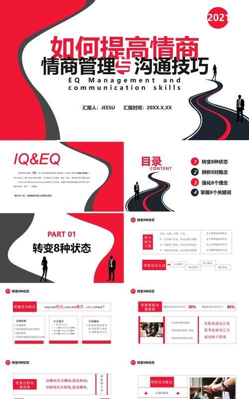 如何提高情商之情商管理与沟通技巧企业管理员工培训通用PPT模板