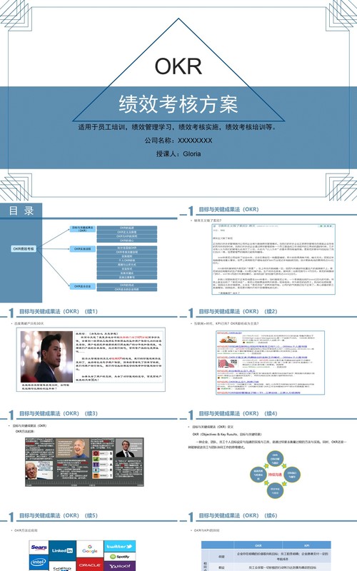 企业员工培训绩效考核方案OKR工作法PPT模板