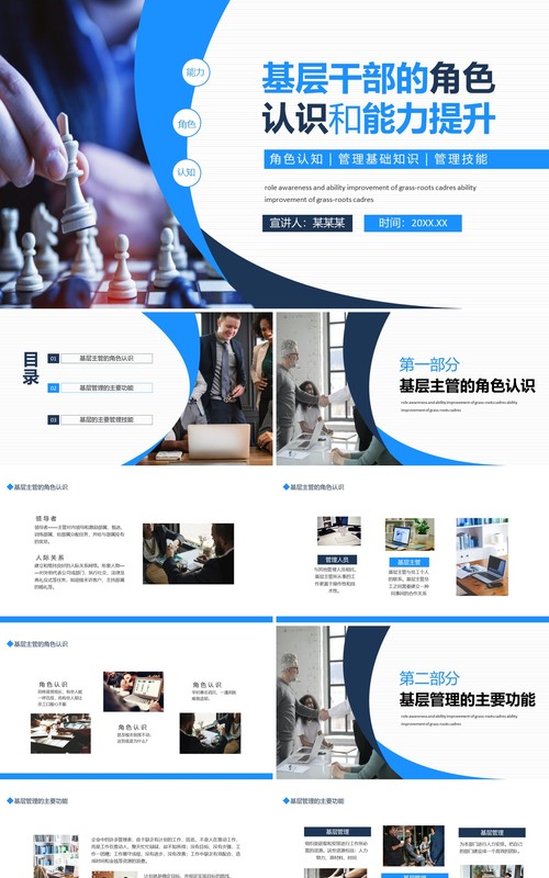 基层干部的角色认识和能力提升角色认知管理基础知识管理技能动态PPT模板