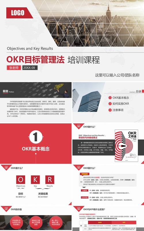 简约企业目标管理OKR工作法培训课程PPT模板