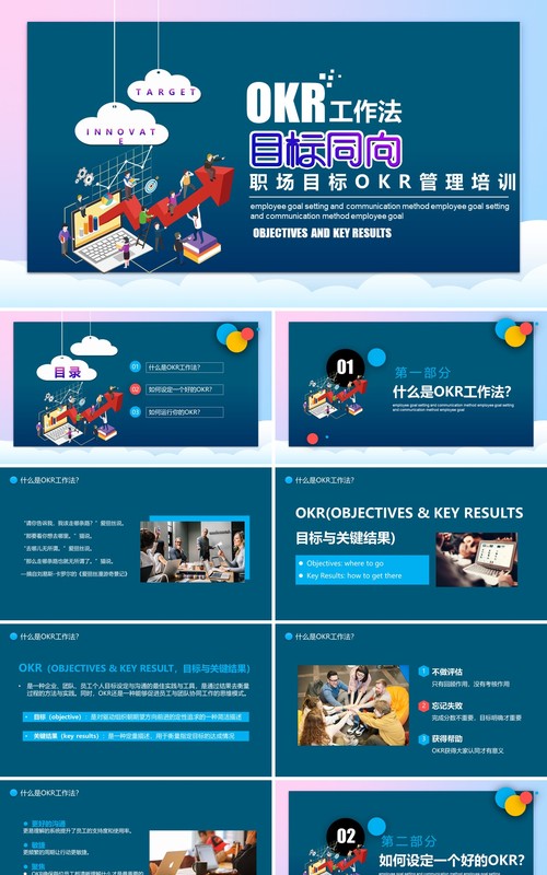 深蓝色OKR工作法职场企业目标管理建设培训PPT目标