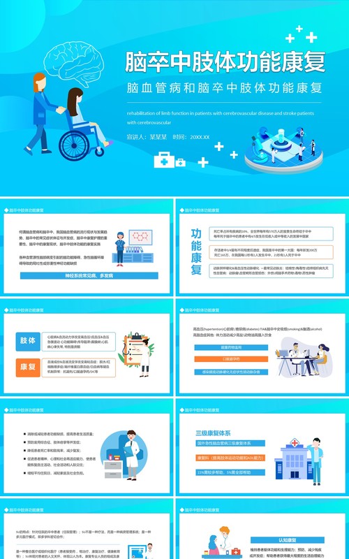 脑血管病和脑卒中肢体功能康复动态PPT模板
