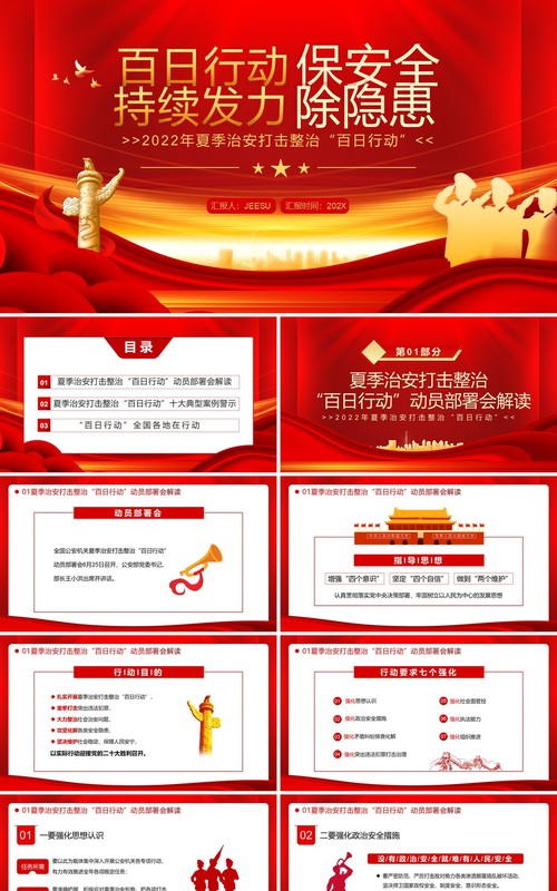 百日行动保安全持续发力除隐患PPT模板