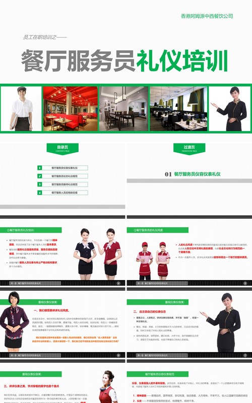 企业餐厅服务员礼仪培训课件PPT模板
