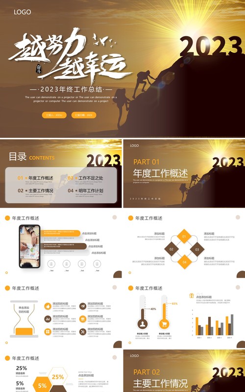 黄色商务风2023年终工作总结PPT模板