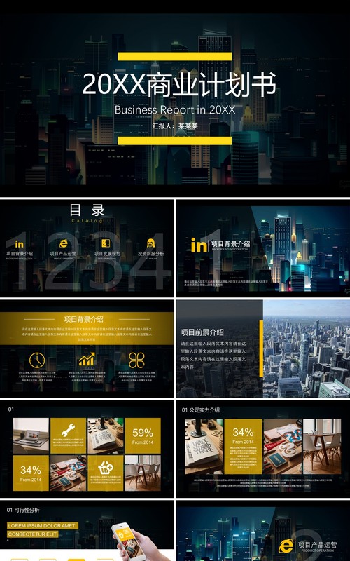 黑色商业计划书PPT模板演示