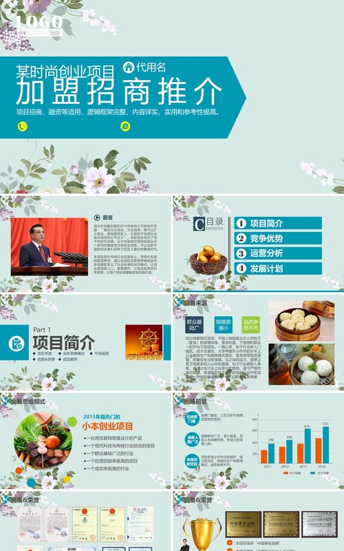 时尚创业项目加盟招商推介PPT模板