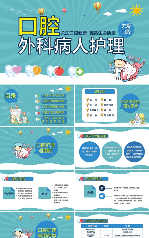 口腔健康外科病人护理医疗医院PPT模板