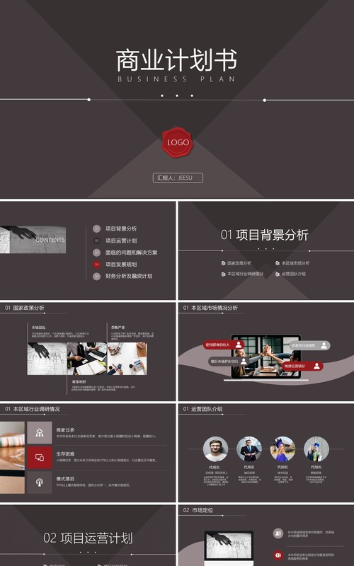 深色商业计划书PPT模板