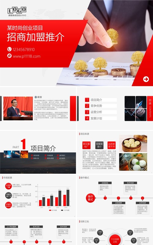 商务招商加盟推介计划书PPT模板