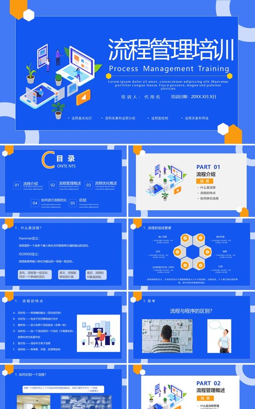 蓝色公司项目流程管理培训PPT课件模板