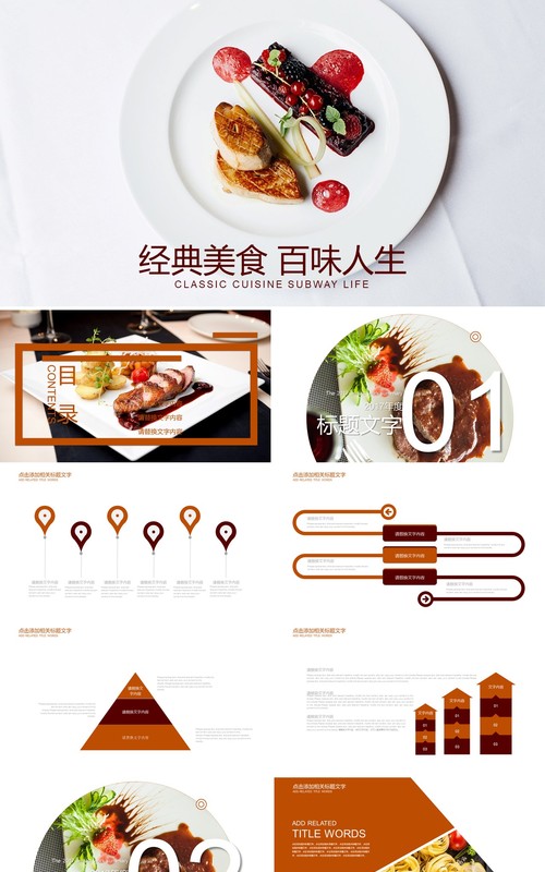 简洁餐饮美食牛排西餐PPT模板
