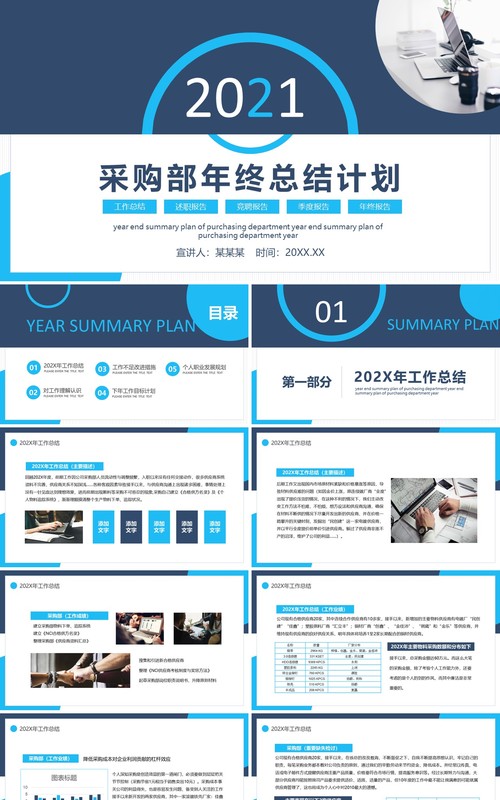 采购部年终工作总结计划报告计划动态PPT模板
