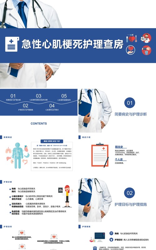 简约急性心肌梗死护理查房PPT模板