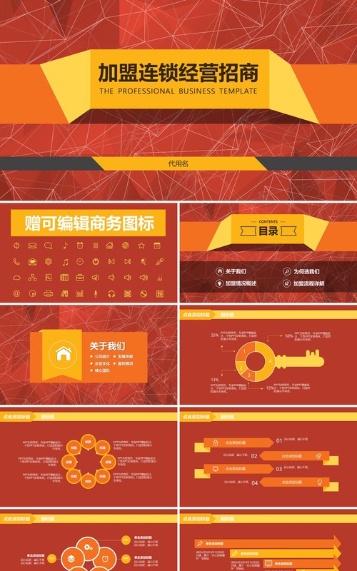 红色加盟连锁经营招商计划书PPT模板