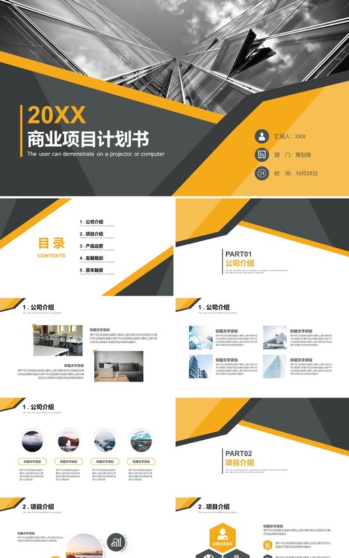 商业项目计划书简约通用PPT模板