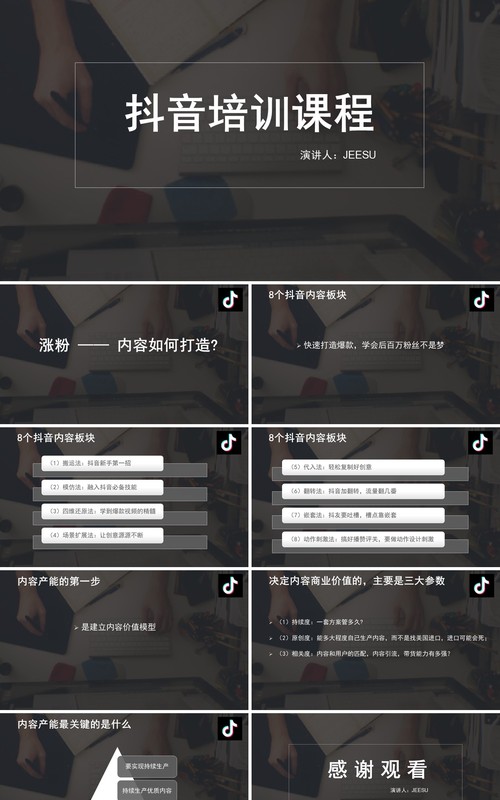 新媒体某音短视频电商运营营销培训课程PPT模板