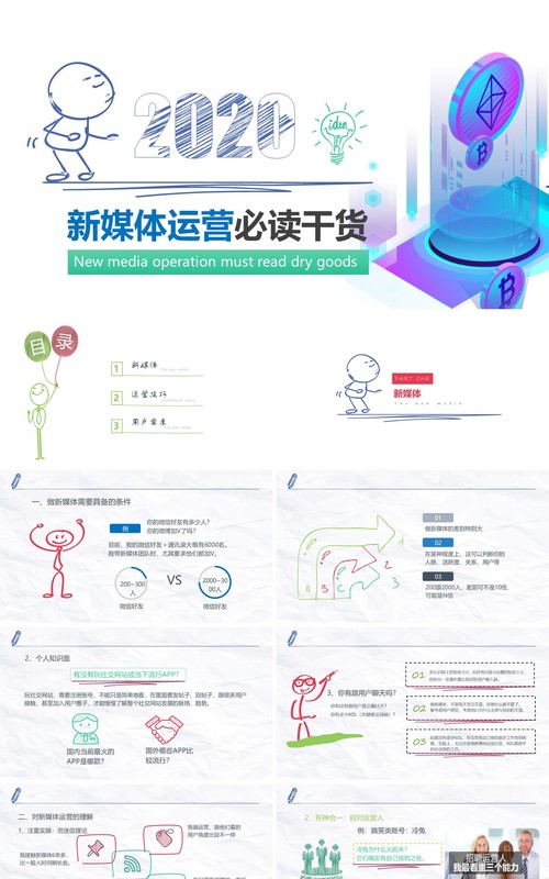 创意手绘新媒体运营必读干货PPT模板