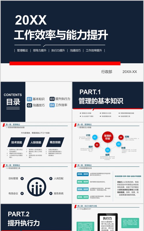 管理者工作能力与效率提升学习培训课程PPT模板