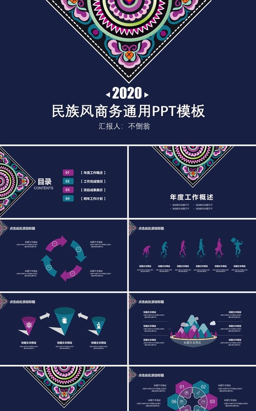 复古民族风PPT模板05
