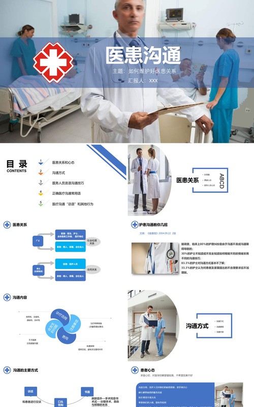 简约简洁医患沟通技巧课件PPT模板