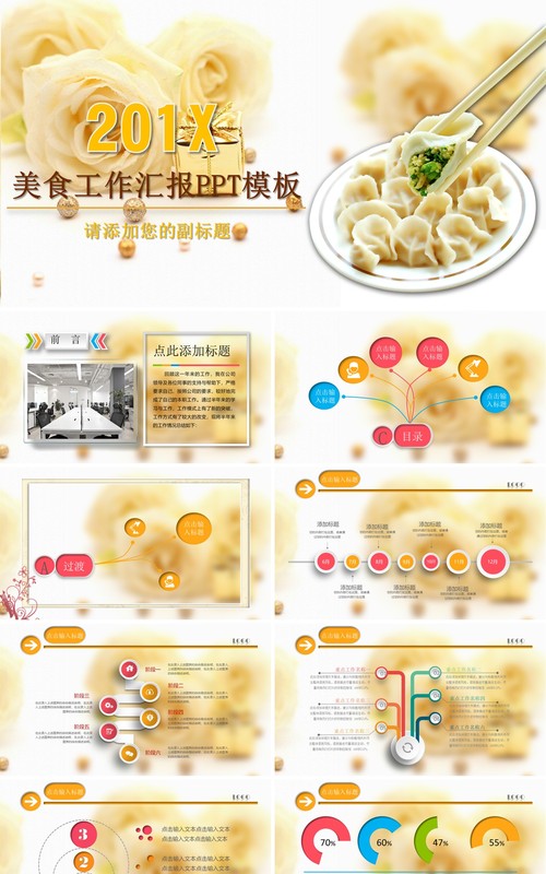 简洁美食餐饮工作汇报PPT模板