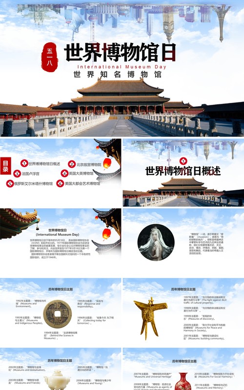 大气世界博物馆日世界知名博物馆介绍课件PPT模板